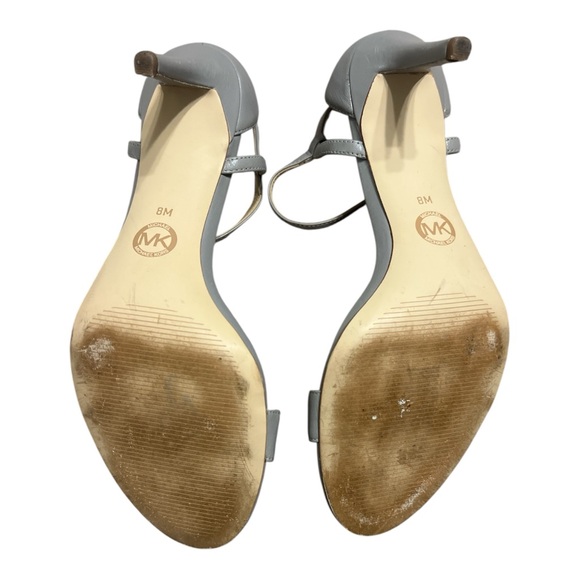 Michael Kors Gray Leather Ankle Strap Heels | Minimalist Dress Sandals 8M - Picture 8 of 12